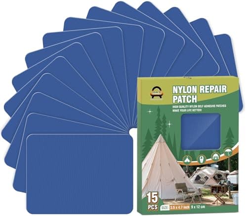 15 Pieces 9 x 12 cm Nylon Repair Patches Nylon Fabric Patch Self-Adhesive Tent Repair Tape Waterproof Lightweight Repair Patches Repair Patch Kit for Clothing Down Jacket Bag (Royal Blue)