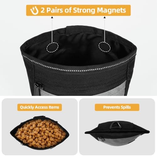 Adiwo Small Dog Treat Bags, Dog Treat Pouch Bag Including Waist Belt and Training Clicker, Upgraded Dual Magnetic Clasp, with Poop Bag Dispenser, Oxford Waterproof, for Dog Training, Walking — view 4