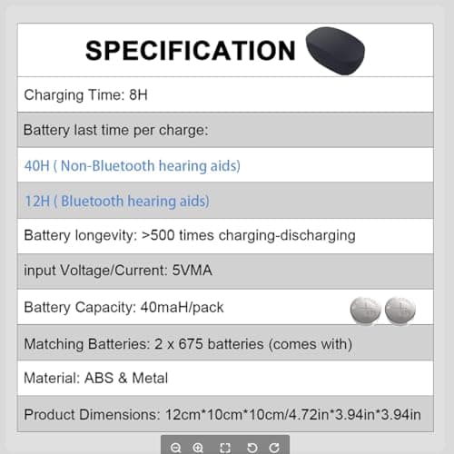 Rechargeable Hearing Aid Batteries and Battery Charger, Hearing Aid Charger Travel Case for Hearing Aid Amplifiers Battery Charger (Charger + 8 Pack 675 Batteries) — view 2