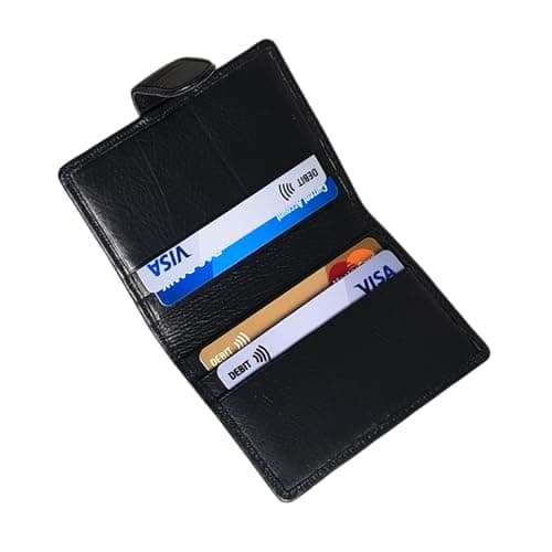 STARHIDE Minimalist Slim Cardholder for Men Women, Small RFID Blocking Credit Card Holder, 24 Card Slots Wallet, Removable Plastic Case, Double Button Closure (Black) — view 6