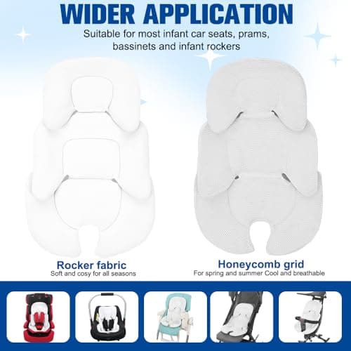 AVCXEC Universal Pushchair Reducer, Universal Pushchair Seat Reducer, Seat Reducer, Comfortable and Breathable, for Body and Head Support (White) — view 6
