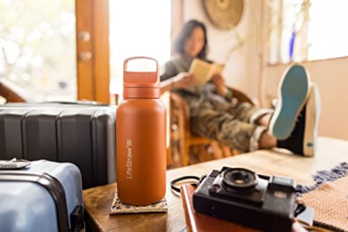 LifeStraw Go Series — Insulated Stainless Steel Water Filter Bottle for Travel and Everyday Use Removes Bacteria, Parasites and Microplastics, Improves Taste, 1L Nordic Noir — view 6