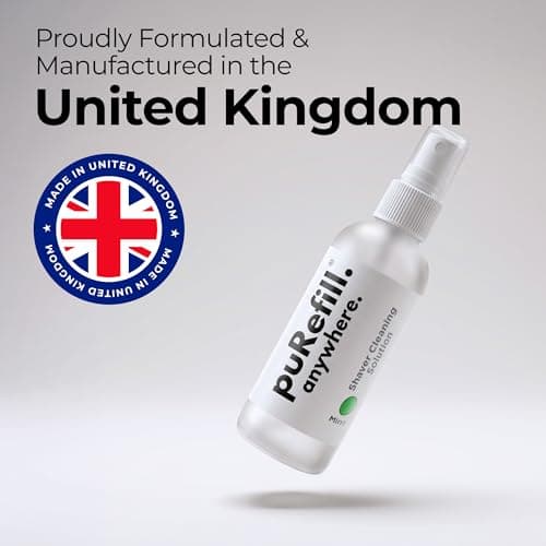puRefill 100ml Shaver Cleaning Solution - Cleaning Spray for Braun, Philips, Panasonic Electric Shavers Razors Head Blades Beard Hair Trimmers Scissors, Mint Fragrance — view 5