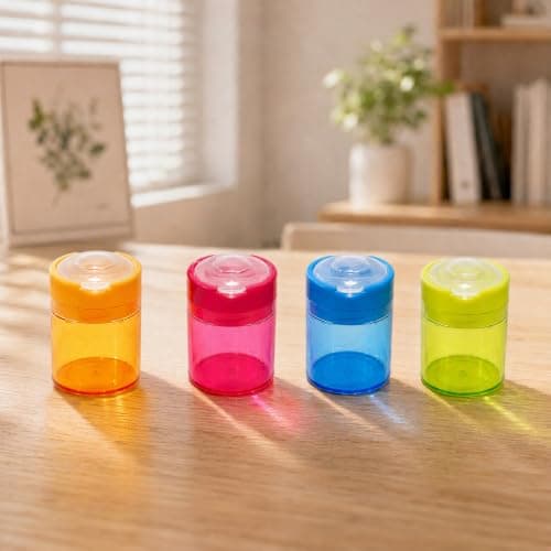 Lightweight Portable Pencil Sharpener 4 Pack with Lid Dual Hole — view 4