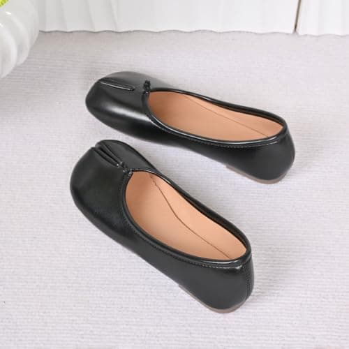 Women's Split Toe Shoes Casual Slip-On Dance Shoes Lightweight Solid Color Japanese Style Walking Shoes Comfortable Wide Width Footwear for Ladies Work Travel Holiday Beach Daily Wear (Black, 6 UK) — view 6