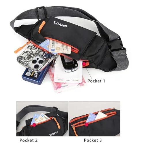 Bumbag Waist Fanny Pack Running Belt for Men Ladies，Against Theft Money Belt for Outdoors Workout Hiking Traveling Gifts for Men Women — view 6