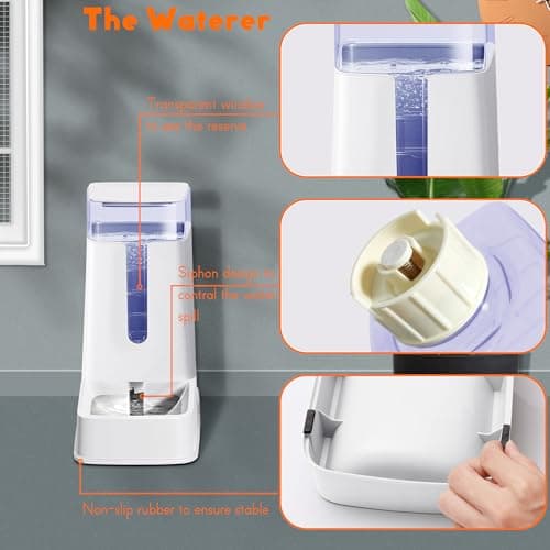 Automatic Pet Feeder Small&Medium Pets Automatic Food Feeder and Waterer Set 3.8L, Travel Supply Feeder and Water Dispenser for Dogs Cats Pets Animals — view 5