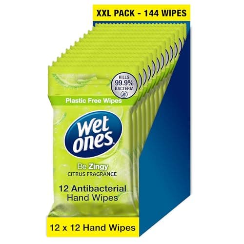 Wet Ones Be Zingy - Antibacterial Biodegradable Hand Wipes - 144 Wipes