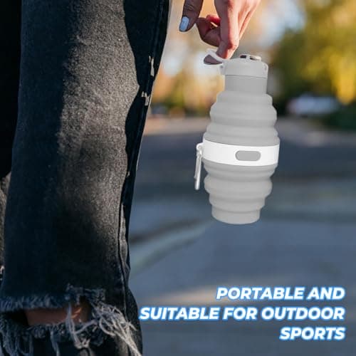 KIPTVO Collapsible Water Bottle, Silicone Multifunctional Foldable Water Bottle, Reusable Lightweight Travel with Leak-Proof Cap and Carabiner for Sports, for Travel Hiking Camping Outdoor Activities — view 6
