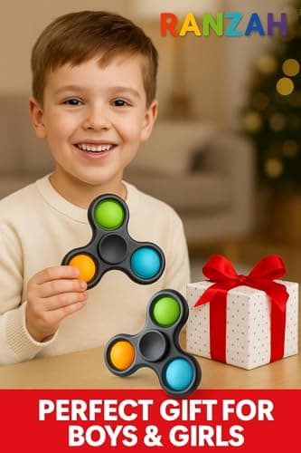 Ranzah Hand Fidget Spinner Toy Finger Bubble Pop Sensory ADHD Anxiety Stress Relief Gift Party Travel Toy For kids Teens Adults (Black) — view 2