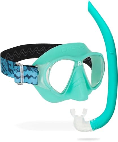Cressi since 1946 - Nautilus Combo - Force Mask Separate Polycarbonate Lenses + Vibe Snorkel TPR Tube Silicone Mouthpiece Ideal Snorkeling and Surface Swimming - Acquamarine - One Size - Adult — view 2