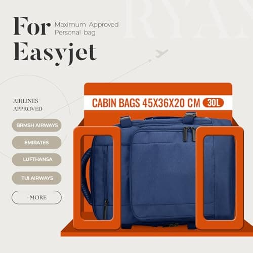 ZHXX for Easyjet Cabin Bag 45x36x20, Waterproof-Resistant Carry-ons Underseat Cabin Bag, Anti-Theft Design, Fits 15.6 Inch Laptop, Travel Backpack for Men & Women — view 2