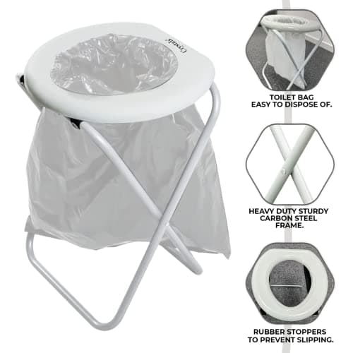 Crystals® Folding Toilet Seat, Outdoor Portable Toilet Chair for Camping Park Travel Fishing — view 3