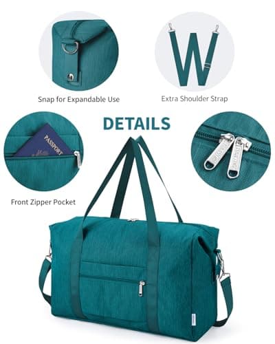 Narwey for Ryanair Cabin Bags 40X30X20 Underseat New Ryanair Small Foldable Travel Duffel Hospital Weekend Bag for Women Ryan Air Carry on Luggage Holdall Tote for Men 20L (Teal) — view 4