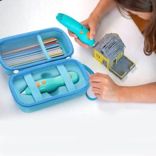 Opatiny Hard EVA Case for 3D Printing Pen - Shockproof Storage Organizer with Mesh Pocket for Filament Refills & USB Charger - Turquoise Travel Carry Bag(Green) — view 6