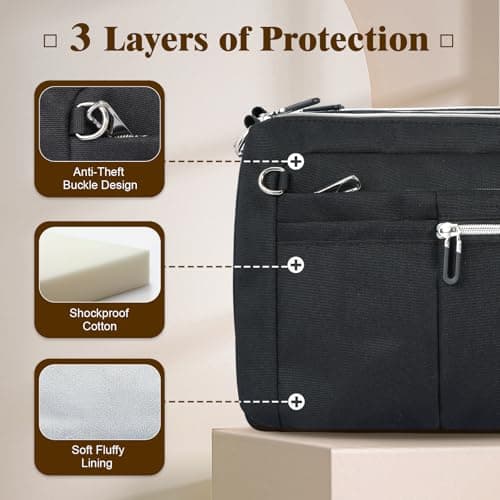 TiMOVO 13.3-14" Multiple Pockets Laptop Sleeve with Shoulder Strap, Black — view 5