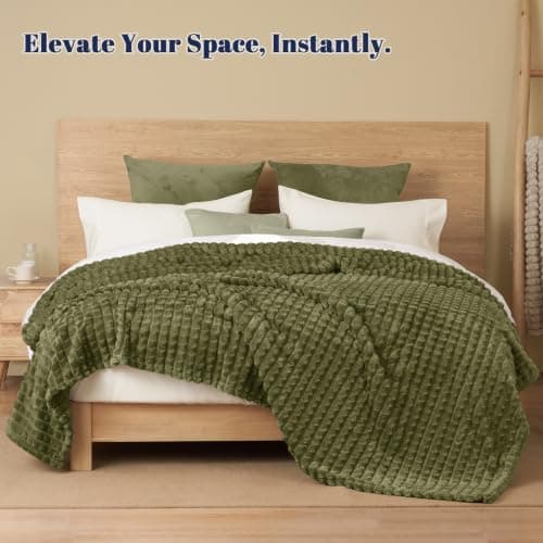 PHF Clipped Fleece Blanket Double Olive Green 150x200cm — view 4