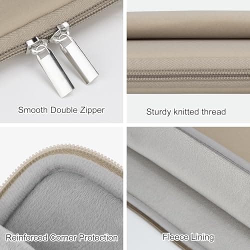 HEDUGO Laptop Sleeve Case with Zipper Accessory Pocket Compatible with 15 to 16 inches MacBook Air/Pro Padded Computer Pouch Cover Shockproof Protective for 15” to 16” Laptop/Chromebook/Tablet, Khaki — view 3