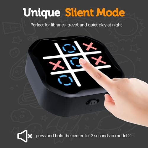 MASSRT 3-in-1 Electronic Tic Tac Toe Handheld Travel Game, Black — view 5