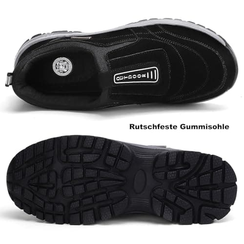 Walking Shoes for Men Outdoor Hiking Orthopedic Shoes with Arch Support Slip On Waterproof Anti-Slip Lightweight Loafers Fashion Low-top Safety Sneakers(Black,10 UK) — view 5