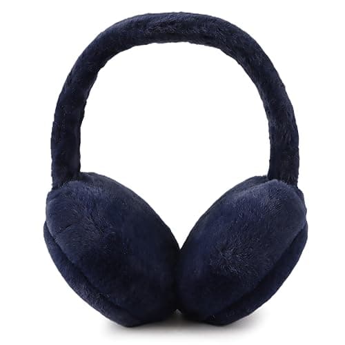 XIAOHAWANG Fluffy Ear Muff for Women Plush Foldable Earmuffs Kids Winter Earmuffs Girls Boys Cold Weather Ear Warmer (Navy) — view 5