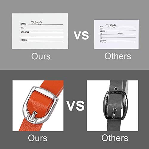 Luggage Tags, Microfiber Leather Personalized Suitcase Tag Set Luggage id Tags Labels Travel Accessories-Set of 4(Orange) — view 6