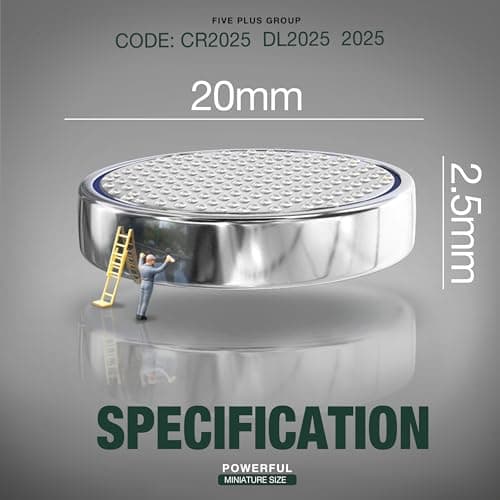 CR2025 DL2025 3V Lithium Coin Cell Batteries (5 Pack) – Long Lasting Button Battery for Car Key Fobs, Scales, Toys, LED Lights & Medical Devices — view 4