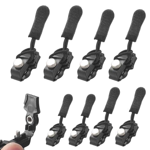 8Pcs Zipper Repair Kit – Universal Zip Slide Replacement with 3 Sizes for Backpacks, Luggage, Jackets & Coats (Black)