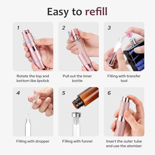 Toureal Travel Perfume Atomiser Refillable, 8ml Atomiser Spray Bottle,Pink — view 4