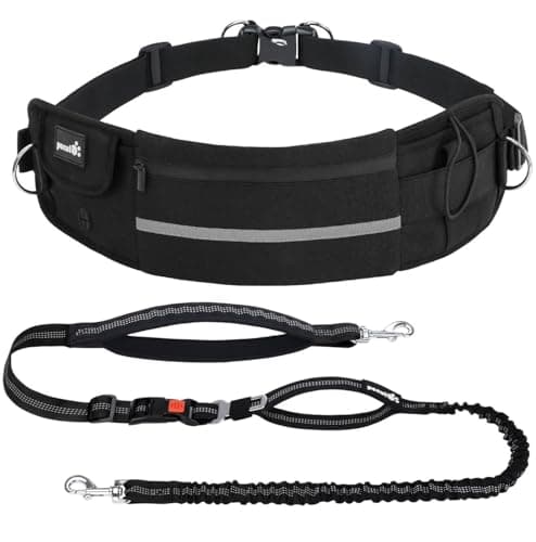 Pecute Hands Free Dog Leash with Adjustable Waist Belt for Running Hiking