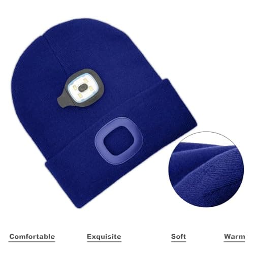 Rynli Rechargeable LED Beanie Hat – Waterproof USB Rechargeable 4-LED Headlamp, Hands-Free Winter Head Torch Cap for Hiking, Camping, Running, Dog Walking & Perfect Gifts for Men UK — view 5