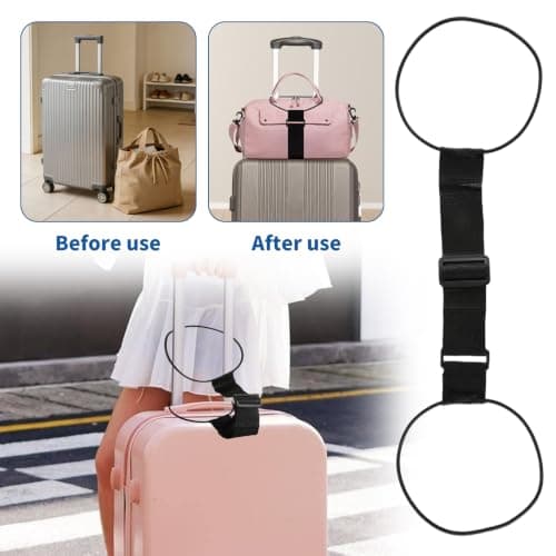 6PCS Luggage Connector Straps and Luggage Tag Holder, Adjustable Elastic Luggage Straps for Suitcases, Nylon Luggage Straps Bag Bungee, Portable Travel Packing Ties, Suitcase Accessories — view 4