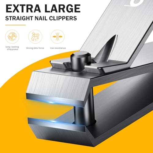 BEZOX Heavy Duty Straight Blade Nail Clippers for Thick Toenails, Professional Stainless Steel Fingernail Toenail Clippers Trimmers - Thick Wide Jaw Toe Nail Clippings — view 3