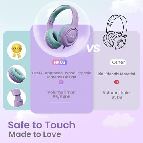 Acer Kids Headphones Wired for Kids with 85/94dB Volume Limit, 3.5mm Jack — view 3