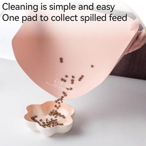 Cat Dog Food Mat,Snap-Button Faux Leather Pet Food Mats,Waterproof Non Slip Leather Pet Feeding Mat for Cats and Small Dogs,Semi Enclosed Easy Clean Mats to Contain Spills,for Bowls,Water Fountains — view 4