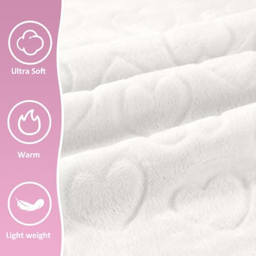 ENZOLVE Travel Blanket, Airplane Blanket, Ultra-Soft, Warm & Lightweight, 65x40 in, Outdoor Blanket Essentials for Women, Men & Kids, Included Eye Mask, Luggage Sleeve & Backpack Clip Heart Cream — view 3