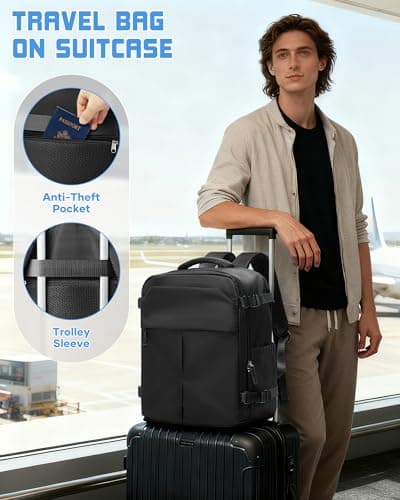 suradar Ryanair Cabin Bags 40x30x20 Underseat Travel Backpack WizzAir Black — view 6