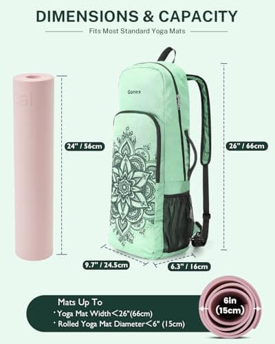 Gonex Yoga Mat Bag Convertible Backpack Blocks Carrier Wet Pocket — view 3