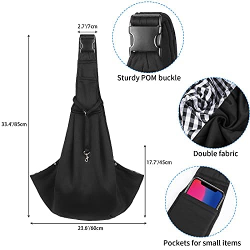 Sarsumir Dog Carrier Bag Dog Sling, Hand Free Pet Carrier for Small Medium Cat Dog, Puppy Carrier with Adjustable Shoulder Strap Puppy Sling for Travel Walking Shopping, Black — view 2