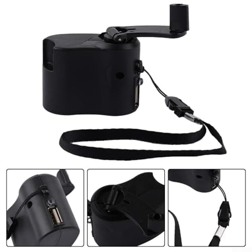 USB Hand Crank Phone for CHARGER Manual Dynamo Generator Portable Mechanical Power Bank with 5.5V Output USB Outdoor Survival for CHARGER for Travel Camping(Black) — view 2