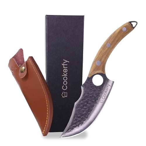 Cookerfy 6" Japanese Knife Set Style 6" Butcher Knife - Razor Sharp Chef Knives with Ergonomic Grip & Genuine Cowhide Leather Sheath - Carbon 5cr15 Steel Blade with Rosewood Handle - Kitchen Knives