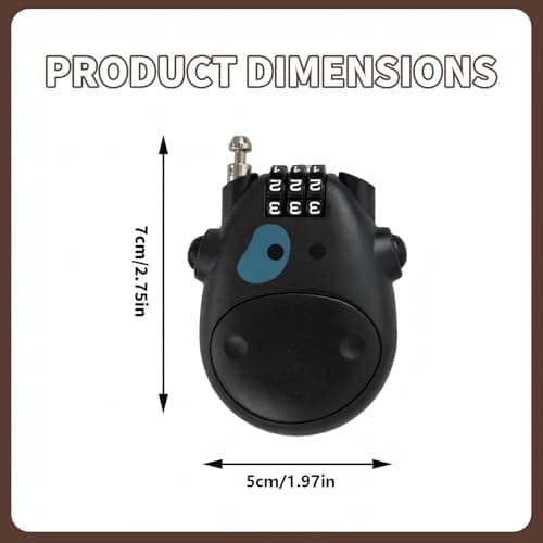 3 Digit Cable Combination Lock,7x5cm Mini Luggage Locks with 75cm Retractable Cable,Security Password Lock,Wire Combination Lock Padlocks for Suitcase Toolbox Lockers Bike Helmet Travel (Black) — view 2