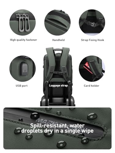 MARK RYDEN Expandable 26L-38L Travel Backpack Cabin Size with USB Charging — view 5