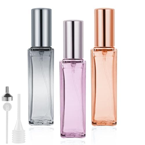 LOPHE Perfume Atomiser Refillable, Mini Perfume Refill Bottles, Empty Clear Glass Perfume Atomiser Spray Bottles, Portable Atomiser with Fine Mist for Daily Business Trips, 20 ml 3 Pcs Mixed Colors