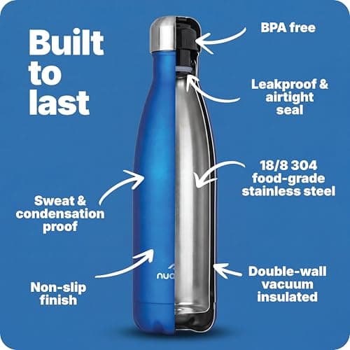 Nuactiv Stainless Steel Water Bottle 500ml Vacuum Insulated Metal Flask — view 3