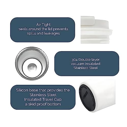 FAB Travel Mug, Reusable Coffee Cup (510ml, White) - Double Wall Stainless Steel with Screw Lid - Thermal Camping Cup, Vacuum Insulated for Hot and Cold Drinks, Eco-Friendly — view 4