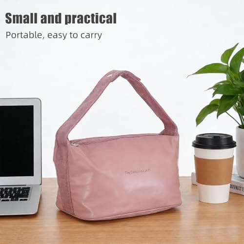 MAGICLULU Bento Bag Pu Leather Reusable Thermal Lunch Box Carrier Top Handle Insulated Cooler Tote for Travel Meal Prep Women Girls — view 5