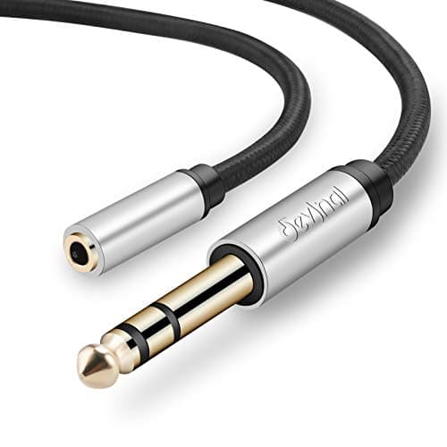 Devinal 5FT 1.5M 6.35mm to 3.5mm Adapter, Female TRS Headphone Audio Jack Converter, Quarter Inch to Mini Stereo Plug Gold-Plated Connector Stereo Cord for Speaker Guitar Headphones