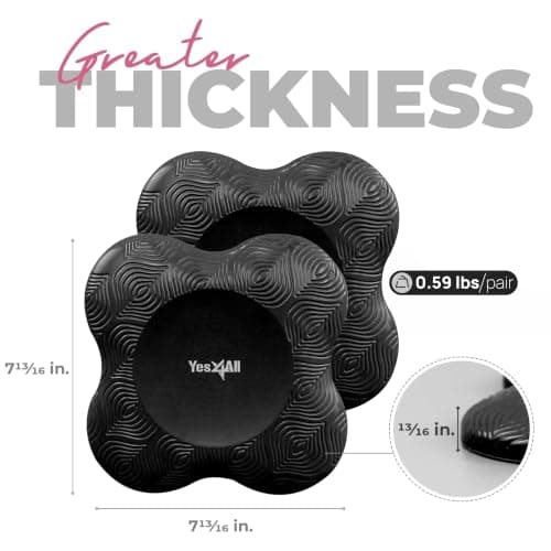 Yes4All 2PCS Yoga Knee Pads Extra Thick, Yoga Kneeling Pad for Pilates Exercise, 13/16 Inches Cushion Knees Elbow Mat Supplies for Women Men Fitness Travel, Black — view 2