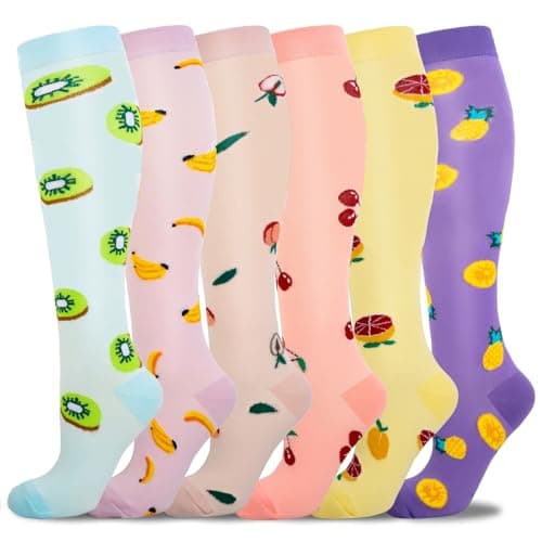 Compression Socks for Women & Men 6 Pairs 20-30 mmHg Travel Flight Socks